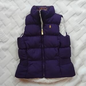 Ralph Lauren Toddler Girl Reversible Puffer Vest Sz 4T Off White White Duck Down